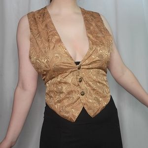 Golden Paisley Vest with Ornate Metal Buttons, one size m/l